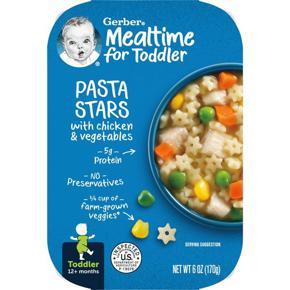 Gerber Lil' Meals Pasta Stars with Chicken and Vegetables Toddler Food, 6 Oz Tray