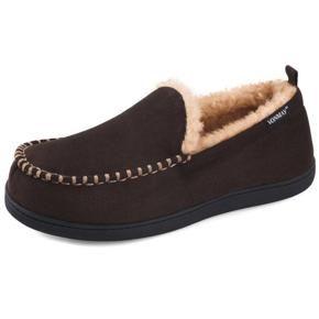 VONMAY Men's Moccasin Slippers Fuzzy House Shoes Fluffy Fur Home Warm Memory Foam Indoor Outdoor