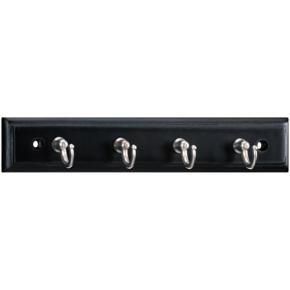 Mainstays, Keyrack, 9.5" Black Keyrack With 4 Satin Nickel Hooks, 2 Lb Working Capacity, Hardware Included