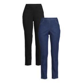 RealSize Womens Two-Pocket Stretch Pull-On Pants, also in Petite, 2 Pack