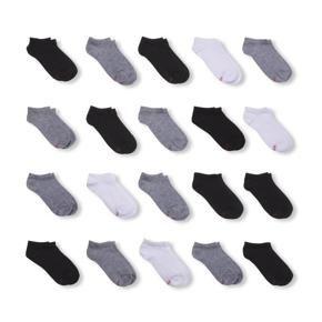 Hanes Boys Extreme Value 20 Pack No Show Socks, Size S-L