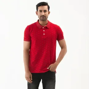 Printed polo- Red