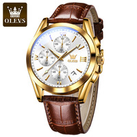 OLEVS 2872 Watch For Men Waterproof Business Dress Analog Quartz Calendar Wristwatch Luxury Brand Date Sport Leather Luminous Clock