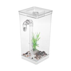 Htovila Self Cleaning Small Fish Tank Bowl Convenient Acrylic Desk Aquarium for Office Home Creative Gifts for Children