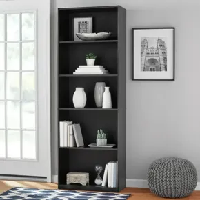 Mainstays 71" 5-Shelf Bookcase with Adjustable Shelves, True Black Oak