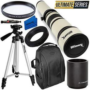 Ultimaxx 650-1300mm (w/ 2X Converter 1300-2600mm) Telephoto Zoom Lens Kit for Canon EOS Rebel T3, T3i, T4i, T5, T5i, T6, T7 T6i, T6s, T7i, SL1, SL2, EOS 60D, 70D, 77D, 80D, 5D III, 5D IV, 6D