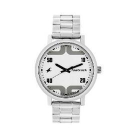 Bold White Dial Silver Stainless Steel Strap Watch