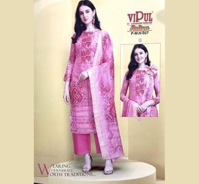 Digital Print Embroidery Unstitched Indian Cotton Dress Set - CSS08D