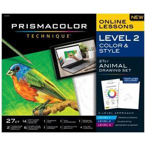 Prismacolor Technique, Art Supplies and Digital Art Lessons, Animal Drawings Set, Level 2, 27 Count
