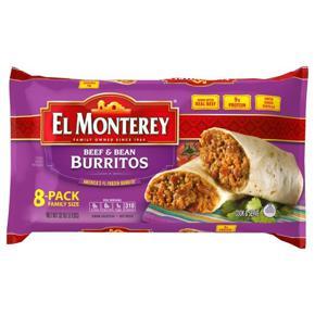 El Monterey Burritos Beef and Bean, 8 Pack Family Size, 32oz