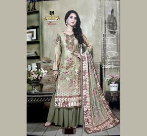 Digital Print Embroidery Unstitched Indian Cotton Dress Set - CSS09D
