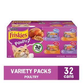 (32 Pack) Friskies Gravy Wet Cat Food Variety Pack, Poultry Shreds, Meaty Bits & Prime Filets, 5.5 oz. Cans
