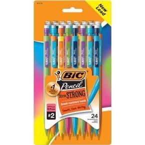 BIC Xtra Strong No. 2 Mechanical Pencil, Thick Point (0.9mm) - Pack of 24 Pencils, Break Resistant Leads, Assorted Colors