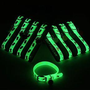 silicone adjustable multi pattern night reflected cat dog illuminated collar with bell