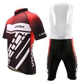 Lixada Men's Cycling Clothes Set Quick Dry Short Sleeve Bicycle Jersey Shirt Tops 3D Cushion Padded Riding Bib Shorts Tights Pants