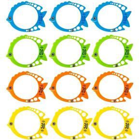 12 Pack Fish Pool Diving Rings, Dive Toys for Kids Swimming, Summer Party Games, Underwater Swim Water Toys