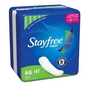 Stayfree Maxi, Super Pads Wingless, Unscented, 66 Ct
