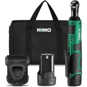 KIMO Cordless Electric Ratchet Wrench Kit, 3/8" 400 RPM 12V Power Ratchet Wrench with 2.0Ah Lithium-Ion Battery 8 Sockets & Fast Charger