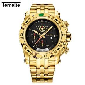 Temeite Brand Hot Fake Three Eye Sports Men'S Watch Steel Belt Waterproof Quartz Watch 013G