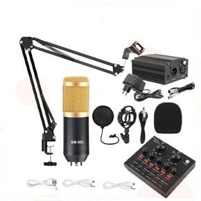 BM 800 Microphone V8 Sound Card, Phantom Power Supply Sound Recoding For Radio Broadcasting Singing Recoding KTV Karaoke Music