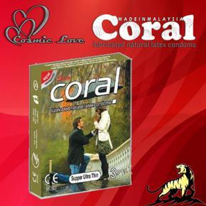 Coral - Ultra Thin Lubricated Natural Latex Condom 1x3=3pcs