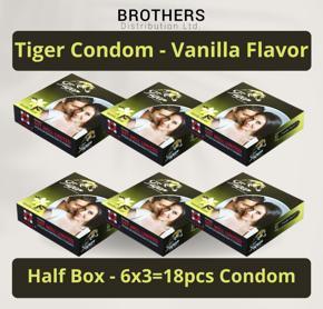Tiger Condom - Dotted Condoms Vanilla Flavour - Half Box - 3x6=18pcs
