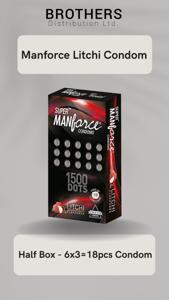 Manforce Condom - 1500 Dots Litchi Flavor Dotted Condoms - Half Box - 3x6=18pcs