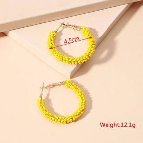 Fashionable Hollow Geometric Round Crystal Earrings for Women Simple Stylish - Trendy Handmade Spiral Wound Beaded Cirque Hoop Earrings for Girls Simple Stylish New Collection