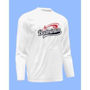 Badminton 9 White  long Sleeve T-Shirt For Men