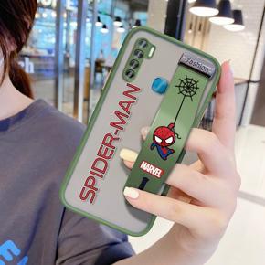 Hontinga for Infinix S5/S5 Lite Back Cover With Wristband Cartoon Spiderman Phone Casee Full Lens Protection Thin Frosted Cases