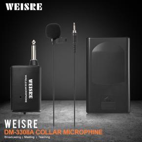 【MIGAPALAZA】 WEISRE DM-3308A SMD Collar Lapel Microphone Set Noise Canceling Wireless Mice+Receiver+Transmitter For Broadcasting Teaching Recording