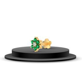 24K YELLOW GOLD PLATED GREEN FLOWER NOSE STUD