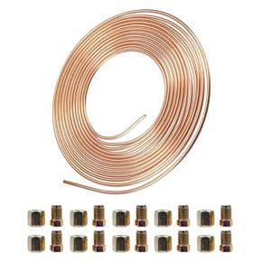 32.8 Ft Brake Pipe Copper-Plated Steel Pipe 3/16 inch Car Replacement Brake Pipe Kit Car Brake Hose with 20 Nut Fittings