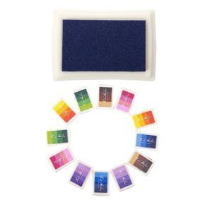 Blue Ink Pad Inkpad Rubber Stamp Finger Print Craft Baby Safe with 12 Four-Color Gradient Stamp Pads