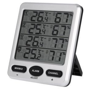 LCD Digital 433MHz wir-eless 8-Channel Indoor/Outdoor Thermo-hygrometer with Three Remote Sensors Thermometer Hygrometer Comfort Level Alarm Function