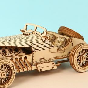 Retro Wooden Assembled Car Toy DIY Three-dimensional 3D Building Block Car