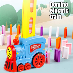 Domino Train Blocks Rally Electric Toy Set, Train Model with Lights and Sounds Construction and Educational Toys, Set Suitable for Boys and Girls(60pcs)