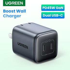 UGREEN 45W GaN Charger with Dual USB Type C Ports Fast Charging for iPad Pro iPad mini SAMSUNG S22 S21 S20 iPhone 13 pro max