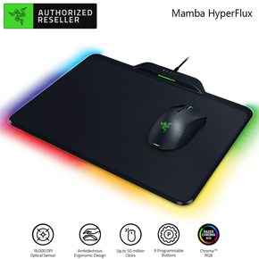 Razer Mamba Hyperflux Wireless Gaming Mouse 16000 DPI 5G Optical Sensor 450 IPS + Firefly Hyperflux Mouse Pad Mat Suit Wireless Power