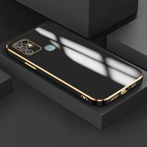 Hontinga for Infinix Hot 10 Back Cover Luxury 6D Plating Frame Shiny Bling Case Soft Silicone Square Phone Cases