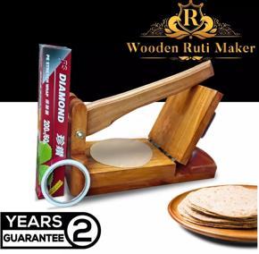 Wooden Square Easy Roti Maker with roti paper and both side tape