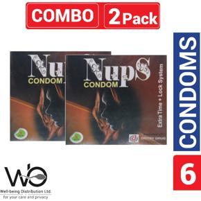 Nups - Extra Time Lock System Condom - Combo Pack - 2 Packs - 3x2=6pcs (Dark)