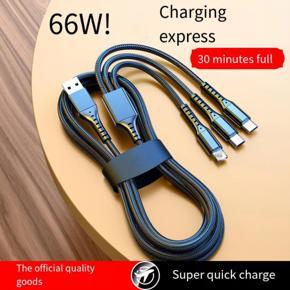 3in1 Data USB Cable for iPhone Android Fast Charger Charging Cable For xiaomi huawei Samsung Charger Wire For iPad