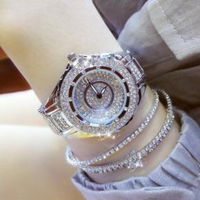 Bs Alloy Strap Fashion Rhinestone Full Diamond Wristwatches For Girls