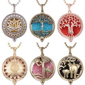Aromatherapy Necklace Tree of Life Diffuser Jewelry Vintage Open Locket Pendant Essential Oil Perfume Aroma Diffuser Necklace