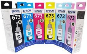 Epson 673 Ink Bottle Black, Cyan, Yellow, Magenta, Light Cyan, Light Magenta.