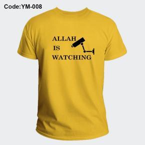 Allah Is Watching Yellow Half Sleeve T-Shirt For Men