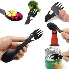 outdoor survival Tool-2 x camping Spoon Fork-black