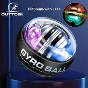 Outtobe LED Wrist Ball Hottest LED Muscle Strength Training Self-Starting Power Ball Self Start Power Gyro Ball with Blue Teeth Mute Metal 100Kg Muscle Wrist Force Trainer Relax Gyroscope Power Ball F