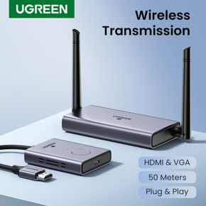 UGREEN Wireless HDMI Extender Video Transmitter and Receiver Kit 5G 50M Transmits Display HDMI Dongle Adapter for TV PC PS5/4 Monitor Laptop HDTV Projector
